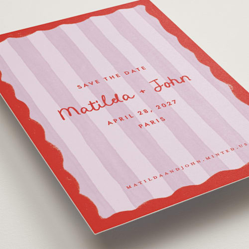 This is a ruby save the date with standard by Pink House Press called paris printing on signature in standard