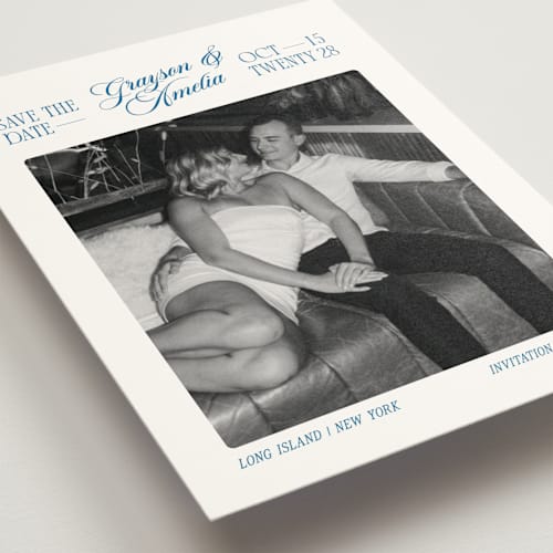 This is a lake save the date with standard by Robert and Stella called opening credits printing on signature in standard