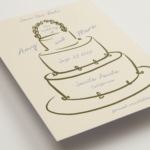 This is a olive oil save the date with standard by Ani Somi called cake printing on signature in standard