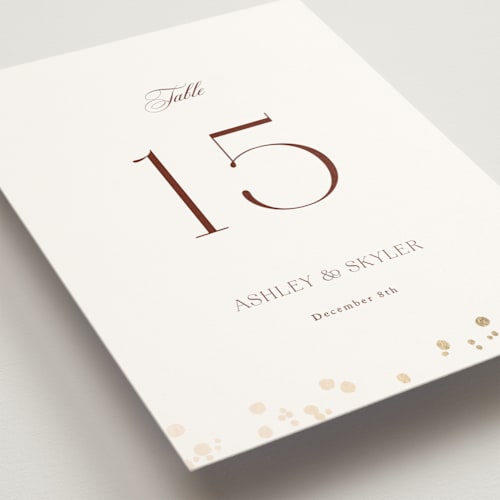 This is a chiffon table numbers with foil pressed by Cass Loh called brooklyn bridge printing on doublethick in standard