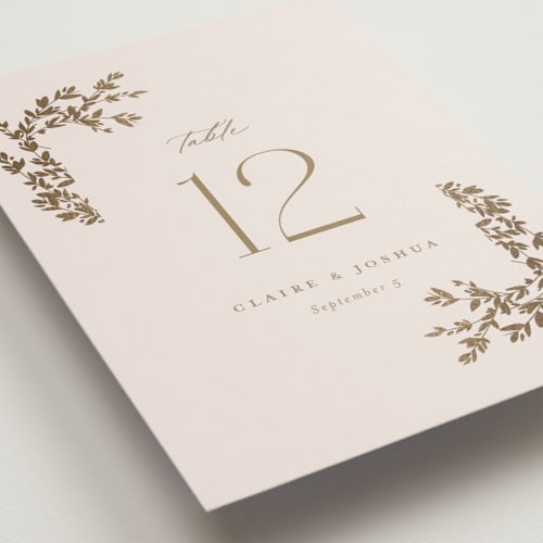 This is a spun sugar table numbers with foil pressed by Jessica Williams called classique printing on doublethick in standard