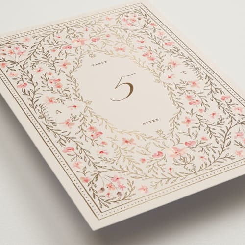 This is a versailles table numbers with foil pressed by Claudia Orengo called victorian printing on doublethick in standard