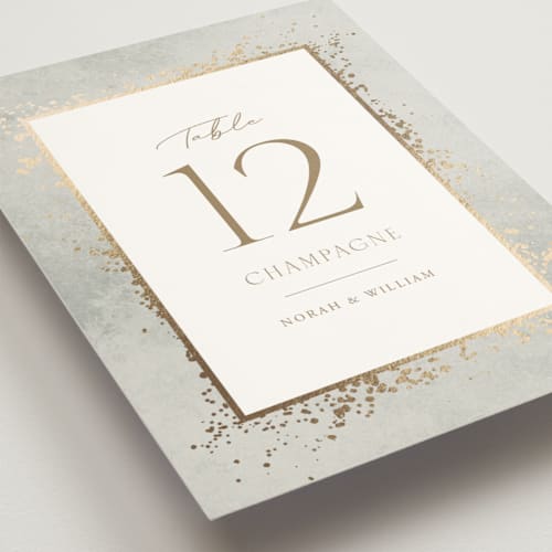 This is a dove table numbers with foil pressed by Meggy Masters called effervescent printing on doublethick in standard