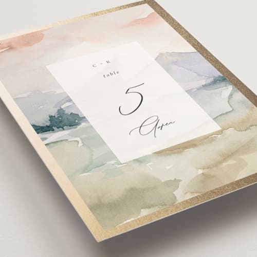 This is a latte table numbers with foil pressed by Lori Wemple called mountain printing on doublethick in standard