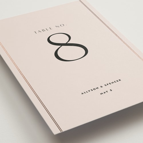 This is a blush table numbers with foil pressed by Kindred Fields called deco band printing on doublethick in standard
