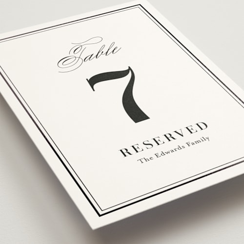 This is a cotton table numbers with foil pressed by Jennifer Postorino called polished printing on doublethick in standard