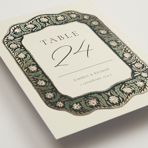 This is a emerald table numbers with foil pressed by Jen Owens called frame printing on doublethick in standard