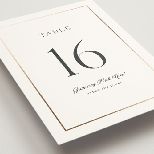 This is a pearl table numbers with foil pressed by Stacey Meacham called opulence printing on doublethick in standard