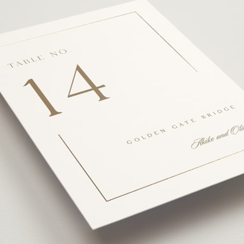 This is a quartz table numbers with foil pressed by Kristie Kern called the gallery printing on doublethick in standard