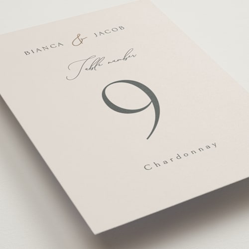 This is a ivory table numbers with foil pressed by Angela Thompson called eloquent printing on doublethick in standard