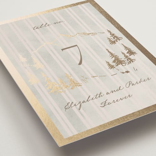 This is a dew table numbers with foil pressed by Petra Kern called mountain love printing on doublethick in standard
