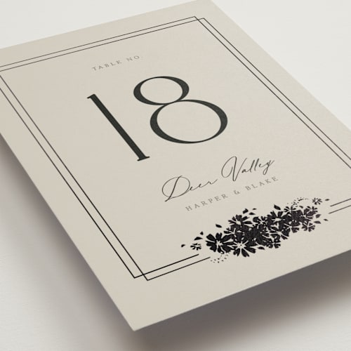 This is a smoke table numbers with foil pressed by Robert and Stella called bouquet toss printing on doublethick in standard