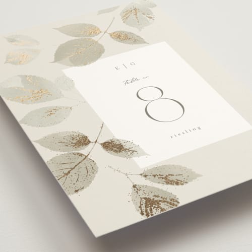 This is a meadow table numbers with foil pressed by Kristie Kern called sonnet printing on doublethick in standard