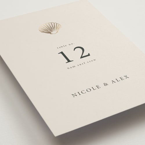 This is a sand table numbers with foil pressed by Hannah Bowman called simple seashell printing on doublethick in standard