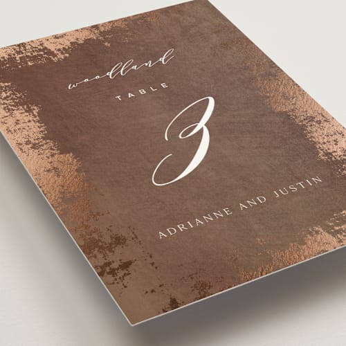 This is a copper table numbers with foil pressed by Eric Clegg called woodland hills printing on doublethick in standard