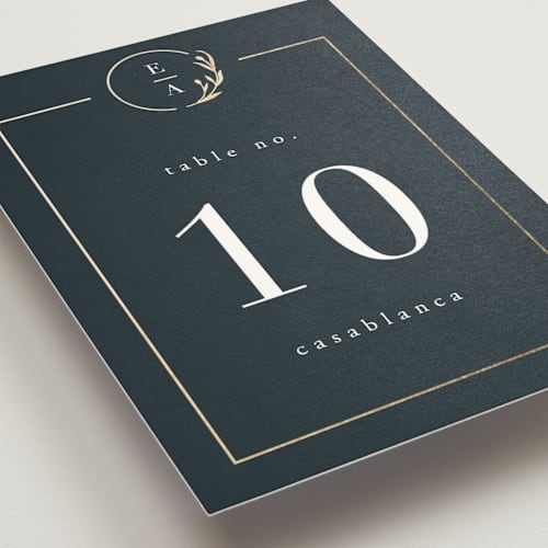 This is a midnight table numbers with foil pressed by Ana de Sousa called for eternity printing on doublethick in standard