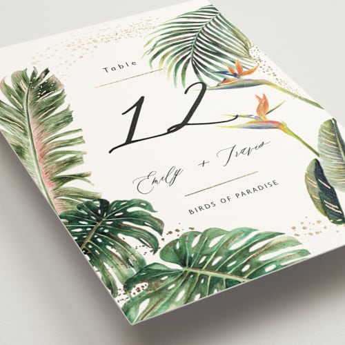 This is a tropical table numbers with foil pressed by Elly called our paradise printing on doublethick in standard