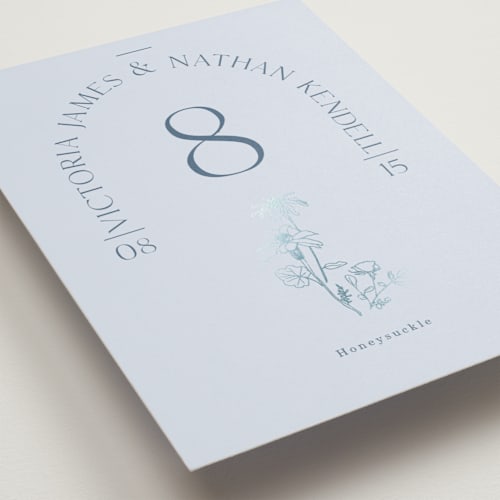 This is a bluebell table numbers with foil pressed by Baumbirdy called floral type arch printing on doublethick in standard