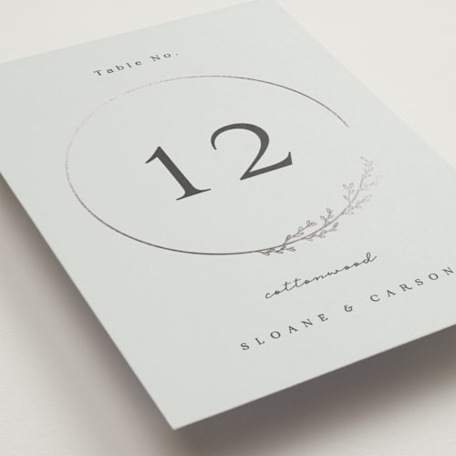 This is a mist table numbers with foil pressed by Brianne Larsen called branched printing on doublethick in standard