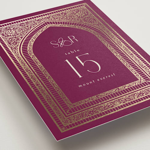 This is a garnet table numbers with foil pressed by Chris Griffith called amber palace printing on doublethick in standard