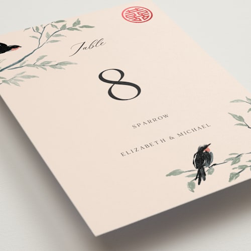 This is a cream table numbers with foil pressed by Elly called lovebirds printing on doublethick in standard