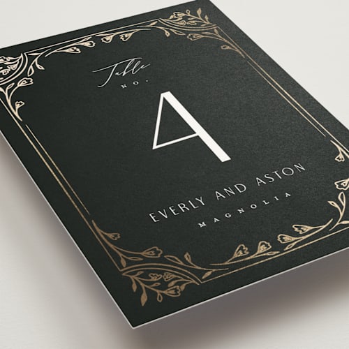 This is a onyx table numbers with foil pressed by Nicoletta Savod called majesty printing on doublethick in standard