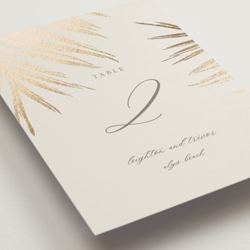 This is a sand table numbers with foil pressed by Melinda Denison called gilded palm printing on doublethick in standard