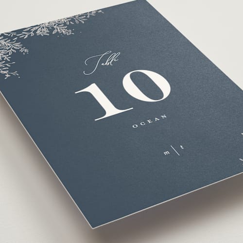 This is a deep sea table numbers with foil pressed by Leah Bisch called reflection printing on doublethick in standard