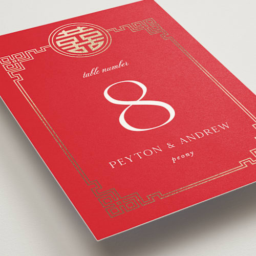 This is a ruby table numbers with foil pressed by Melanie Kosuge called happiness x 2 printing on doublethick in standard