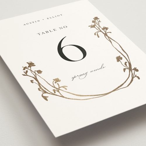 This is a blanc table numbers with foil pressed by Pati Cascino called floral enlace printing on doublethick in standard