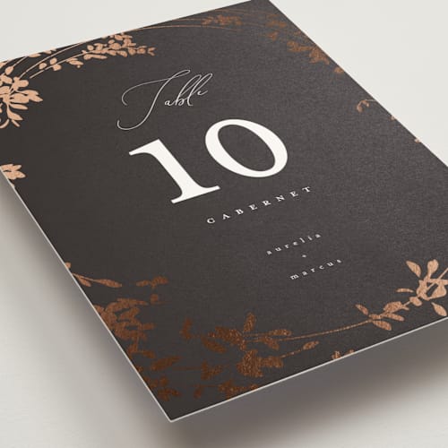 This is a cocoa table numbers with foil pressed by Leah Bisch called bliss printing on doublethick in standard