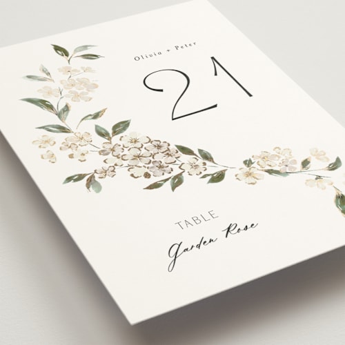 This is a porcelain table numbers with foil pressed by Itsy Belle Studio called sweeping vine printing on doublethick in standard