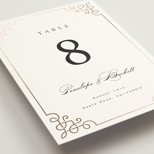 This is a pearl table numbers with foil pressed by Janean Hinger called intertwined printing on doublethick in standard