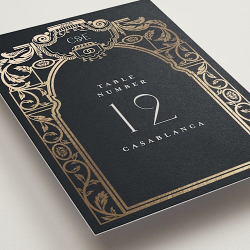 This is a onyx table numbers with foil pressed by Ana de Sousa called mirror printing on doublethick in standard