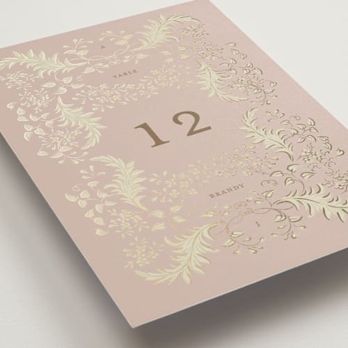 This is a rose table numbers with foil pressed by Ani Somi called french train printing on doublethick in standard