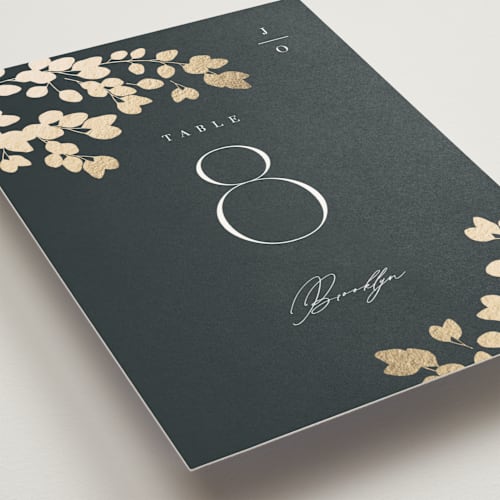 This is a deep sea table numbers with foil pressed by Kristie Kern called loire printing on doublethick in standard