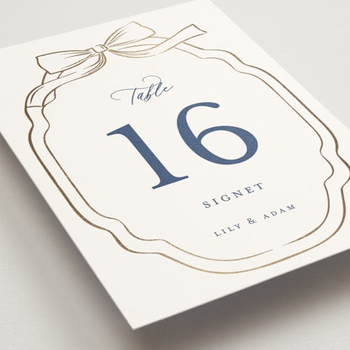 This is a lakes table numbers with foil pressed by Sarah Knight called swan song printing on doublethick in standard