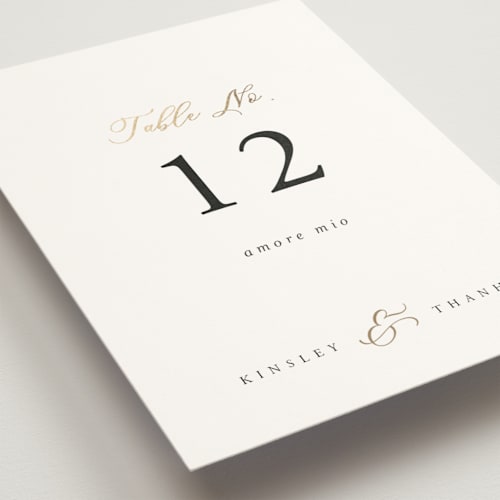 This is a classique table numbers with foil pressed by Design Lotus called you & me printing on doublethick in standard