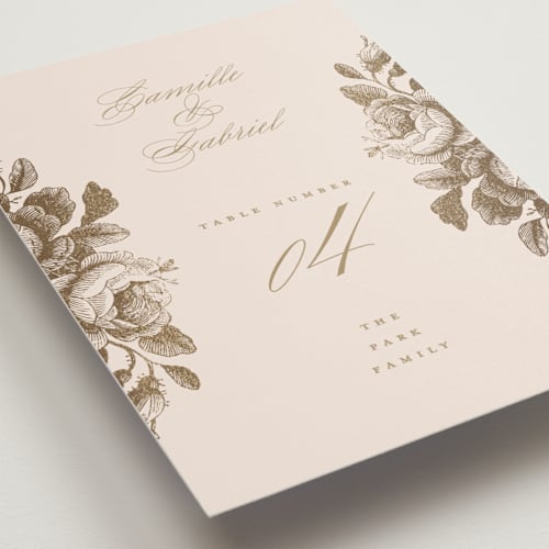 This is a petal table numbers with foil pressed by Design Lotus called idyllic printing on doublethick in standard