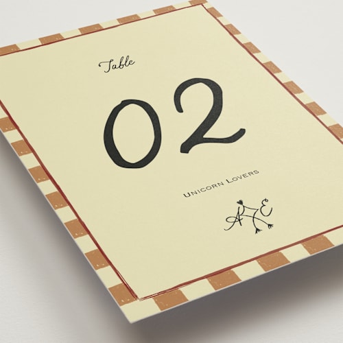 This is a oat table numbers with standard by Helena Vitto called love rests in a garden printing on doublethick in standard