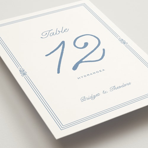 This is a sky table numbers with standard by Kate Ahn called court printing on doublethick in standard