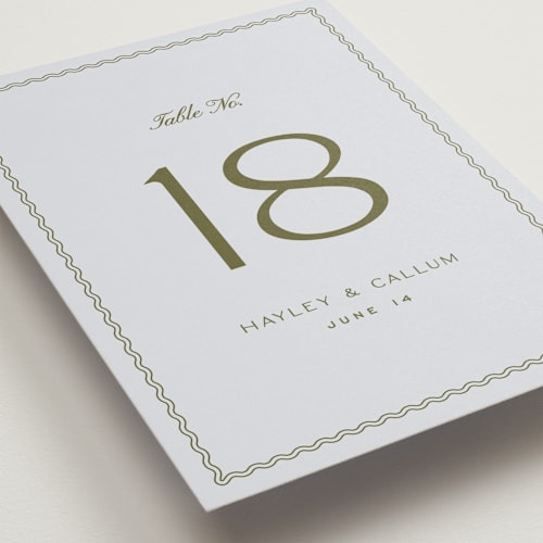 This is a lavender table numbers with standard by Ellen Schlegelmilch called callum printing on doublethick in standard