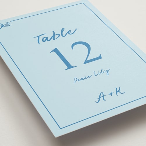 This is a ocean table numbers with standard by Julia Liverton called love in bloom printing on doublethick in standard