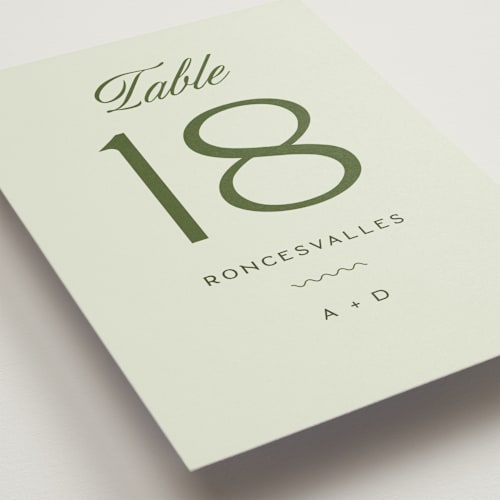 This is a lemongrass table numbers with standard by Sam Dubeau called swoon printing on doublethick in standard