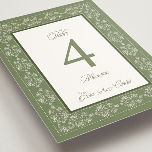 This is a forest table numbers with standard by Sherley Ferreira called vintage garden printing on doublethick in standard