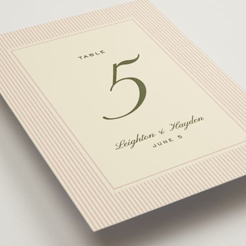 This is a blush table numbers with standard by Ellen Schlegelmilch called hayden printing on doublethick in standard