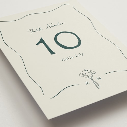 This is a sage table numbers with standard by Leah Bisch called pair of calla lilies printing on doublethick in standard