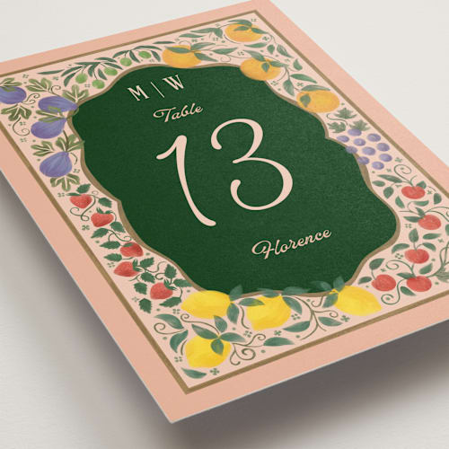 This is a verde table numbers with standard by Paper Sun Studio called bountiful printing on doublethick in standard