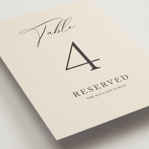 This is a mocha table numbers with standard by Jennifer Postorino called love story printing on doublethick in standard