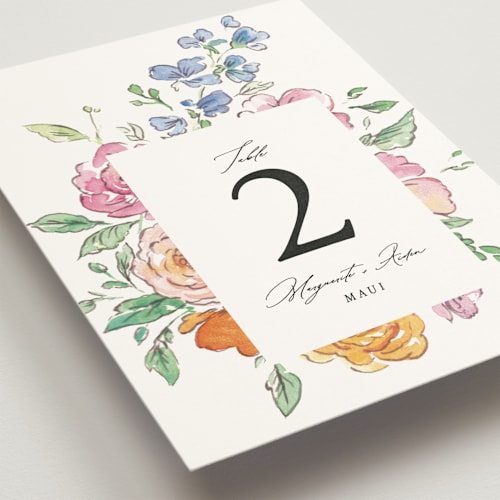 This is a tropical table numbers with standard by Itsy Belle Studio called floral pop printing on doublethick in standard
